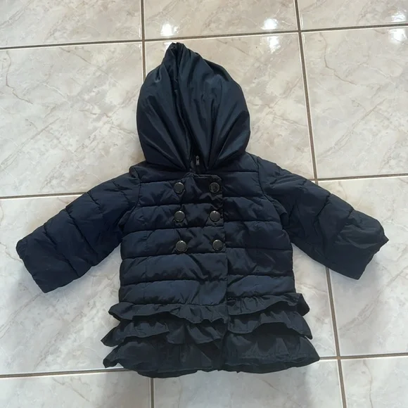 Navy Blue Ruffle GAP- Winter Coat Size 12-18 months - Picture 1 of 10